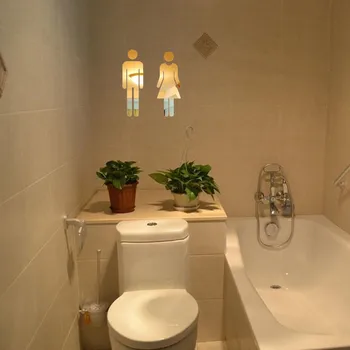 3D Veidrodis Lipdukai Akrilo Juokinga WC Tualeto Durų Įėjimo Ženklas, Vyrams, Moterims, Vonios kambarys Lipdukas Freskos 