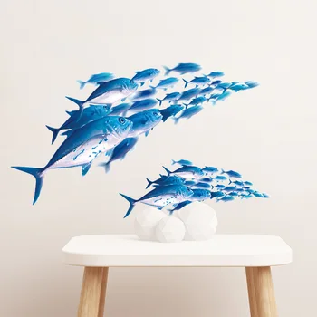 3D žuvys Sienų Lipdukai vaikams, Vaikų kambariai, gyvenamasis kambarys apdailos Freskos namų meno Lipdukai Skaidrus Fonas, lipdukai
