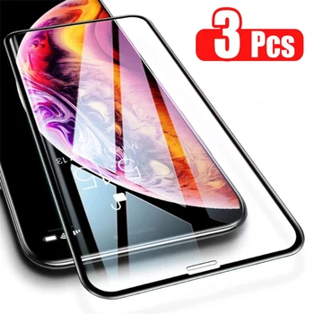 3pcs 6D Grūdintas Stiklas iPhone 11 Pro Max Xs XR X SE 2020 Screen protector, iPhone 12 Mini Pro 7 8 6S 6 Plius Apsauginė Plėvelė