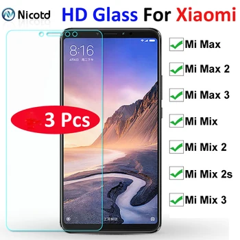 3pcs Grūdintas Stiklas Ekrano apsaugos Xiaomi Mi Max3 max 2 1 3 9H HD Sunku Apsauginis Stiklas Xiaomi Mi Sumaišykite Mix2 3 1 2s filmas