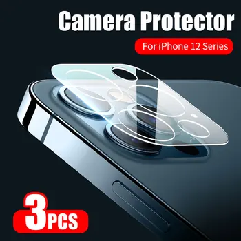 3PCS Grūdintas Stiklas iPhone 11 12 Pro Max Fotoaparato Objektyvą Screen Protector Dėl 