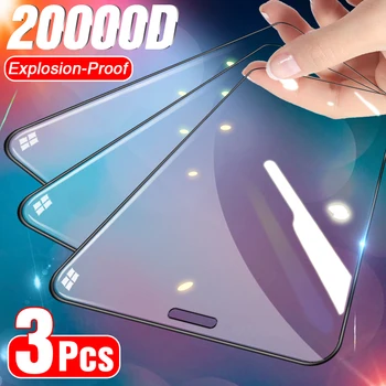 3Pcs Visiškai Padengti Grūdinto Stiklo IPhone 11 12 Pro Max Screen Protector for IPhoneX Xs Max XR Lenktas Krašto Apsaugos Stiklo