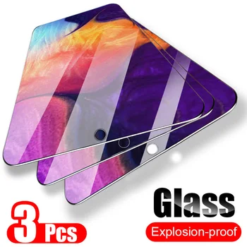3PCS Visiškai Padengti Grūdinto Stiklo Samsung Galaxy A50 A40 Screen Protector, Stiklo Samsung A70 M20 M30 A20 A30 A50 A80 A60 A90