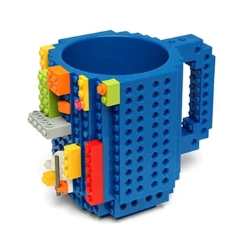 4 Spalvų Kūrybos Pieno Puodelis Kavos Puodelį Pastatyti-ant Plytų Puodelis Puodeliai Geriamojo Vandens Turėtojas LEGO Blokai Dizaino DropShipping