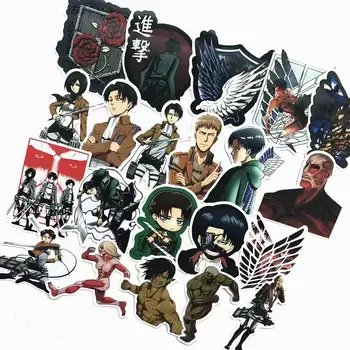 42Pcs/daug Japonų Anime Ataka titan Mikasa Levi Eren Lipdukai Automobilių Telefonas Bagažo Nešiojamas Dviračių lipdukas, Decal