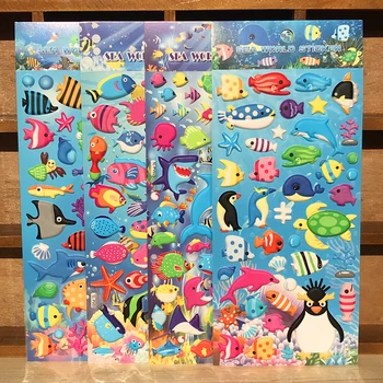 4pieces 3d mielas underword Žuvų anime nešiojamojo kompiuterio Lipdukai Žaislas Vaikams, Vandenynų Žuvų stiker Gyvūnų Vaikai, berniukas ir Mergaitė Apdovanojimai lipdukas