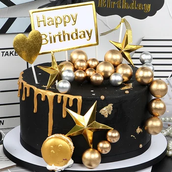 5 vnt./daug gražių aukso kamuolys tortas topper gimtadienio puodelis tortas dekoro baby shower vaikams, gimtadienio, vestuvių naudai prekes