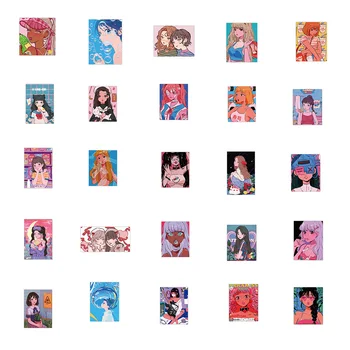 50PCS Animacinių filmų Mergina Iliustracija Grafiti Lipdukai Klasikinis Retro Anime, Lipdukas, Decal, 