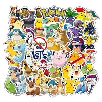 50pcs Karikatūros, Pikachu Lipdukai Anime Pokemon Stikers Riedlentė Gitara Nešiojamas Dviratis Automobilis Kawaii Vaikai Vandeniui stikers Žaislai