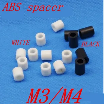 50pcs M3 M4 m5 m6 m8 balta arba juoda, ABS Rround tarpiklis lygiosios Balto Nailono Ne Srieginio Tarpiklio Apvalūs Tuščiaviduriai Lygiosios Plovimo