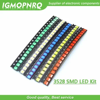 5colors kiekvieną 20pcs=100VNT 3528 1210 SMD LED Rinkiniai Raudona Geltona Mėlyna Žalia Balta šviesos diodų Fluorescentinė vamzdis