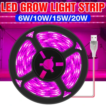 5V USB Augalų, Gėlių Sėklų Kontrolės Augti Šviesos Ruože viso Spektro LED Fito Lempos Hydroponics Lampada Vis Palapinė 0.5 1 2 3 M