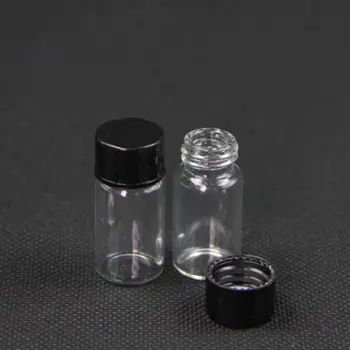 5vnt 3 ml/5ml Stiklas skaidrus Amber Mažas Medicina Buteliai ruda Mėginio Buteliukai Laboratorija Milteliai Reagento buteliuką Konteineriai Varžtų Dangteliais