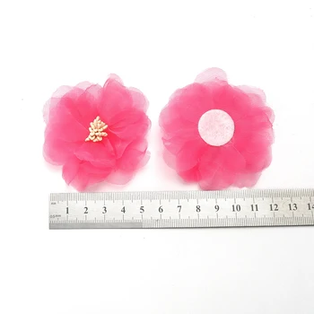 5vnt/daug 5,5 cm Minkštas Šifono Vyšnių žiedų Appliques, Siuvimo Lankelis Rose Audinys Gėlių Amatų Plaukų Aksesuarai