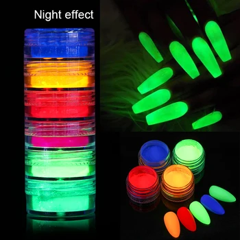 6PCS/Daug Neon Pigmento Miltelių Fluorescencijos Nagų Blizgučiai Vasaros Shinny Dulkių Ombre 