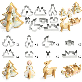 8pcs 3D Nerūdijančio Plieno Kalėdų Meduoliai su imbiero priedais Tortas Slapukas Minkštas Cutter Pelėsių Kepimo Formos, Įrankiai Kalėdų Noel Virtuvės Accessor