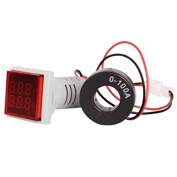 Aikštėje LED Digital Voltmeter Ammeter Signalo Žibintai Voltų Įtampa Srovės Pasirinktinio įvedimo Skaitiklio Indikatorius, Testeris Matavimo AC 60-500V 1-100A