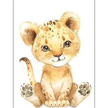 Akvarelė Gyvūnų Plakatas A4 Dramblys Ir Tigras Cute Cartoon Vaikų Darželis, Vaikų Kambario, Dekoratyvinis Dažymas Kūdikio Kambario Dekoro Žavinga