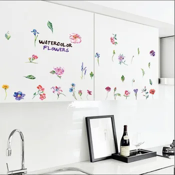 Akvarelė Gėlių derinys siena lipdukas kambarį miegamojo spintos vestuvių dekoravimas Namuose Spalvinga gėlių Lipdukai