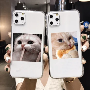 Animaciją Kačių ir Šunų Mielas Gyvūnas Telefono dėklas Skirtas iPhone 12 7 8 Plus XS XR Minkštas Aišku, TPU Apima, 