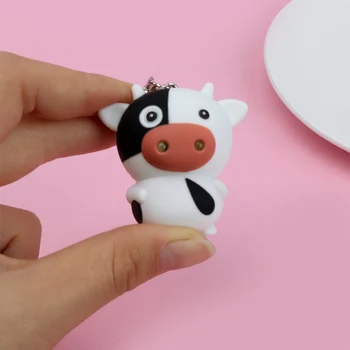 Animacinių filmų Mažai Karvių Dizaino LED Keychain Su Garso Žibintuvėlį, Fakelą Gyvūnų paketų prižiūrėtojų raktinę mini Keychain Vaikas Vaikų Kūrybos Dovanos
