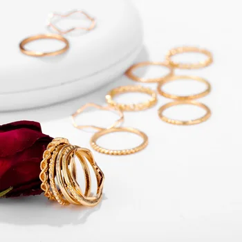 AOMU 14PCS/SET Boho Derliaus Aukso Spalvos Karka Žiedai Moterims Geometrinis Moterų Pirštų Žiedai Nustatyti Papuošalai 2020 m.