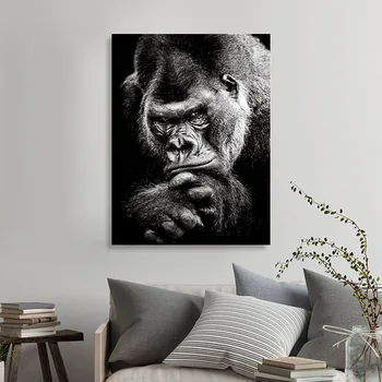 Ape Beždžionių Gyvūnų Plakatas Juoda Balta Drobė Spausdinti Abstraktaus meno Kūrinį Meno Tapybos Šiaurės šalių Sienos Nuotrauka už Kambarį Apdaila