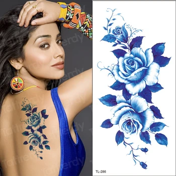 Atsparus vandeniui laikinos tatuiruotės moterys, merginos laikina tatuiruotė lipdukas gėlė persikų žiedų, bijūnai, rožių vertus rankovių tatuiruotės vandens