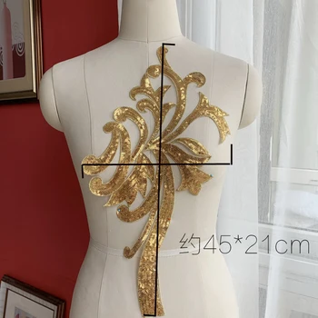 Aukso Blizgučiai Siuvinėjimas Nėrinių Audinio Aplikacijos drabužių Vestuvių Suknelę Siūti Šokio Spektaklis Kostiumų Priedai Lopai