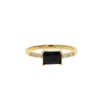 Aukso spalvos su kvadratas juodos kubinis cirkonis mados vestuvinį žiedą, moterims paprasta žiedai