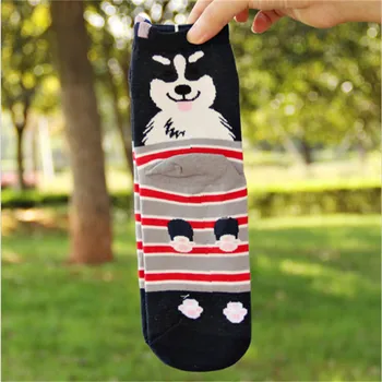 Aukštos kokybės moterų gražių animacinių filmų kojinės rudens-žiemos juokinga gyvūnų kojinės mados ponios ir moterų mielas medvilnės kojinių šuo