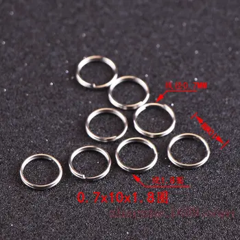 Aukštos kokybės nikeliuotas 10mm Keliautojas metalo, raktų žiedas žavesio Keychain Kabo grandinė Žavesio Klavišą Grandinės Žiedas Priedai 100vnt