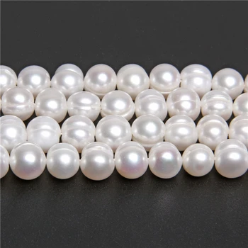Baltos spalvos Natūralių Perlų 7-10mm Didmeninė Realių Bulvių Apvalios Perlas Laisvas Karoliukai Moterims 