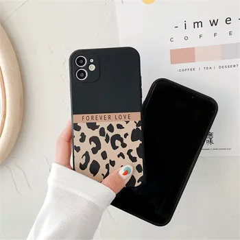Bauda skylę aikštėje leopardas spausdinti apsaugos atveju iPhone, 12 Mini Pro Max 11 Pro MAX X XR telefono dėklas skirtas iPhone 7 8 Plus SE 2020 m.