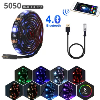 Bluetooth wifi led šviesos juostelės rgb juostos usb 5v TV LED žibintai pc apšvietimo lempos vandeniui ruban tiras smd 5050 lankstaus neono