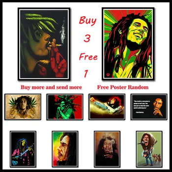 Bob Marley Balta Padengtas Popieriaus, Plakatai Jamaikos reggae ir Roko Muzika Plakatas Namų Miegamajame Dekoratyvinis Dažymas Frameless