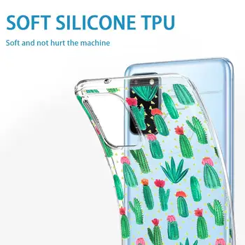 Ciciber gražus kaktusas Minkštos TPU Telefono dėklas Samsung Galaxy S10 S9 Plus S10e S20 Plus Ultra A50 A51 A71 A70 A20 A60 A10 A40 A80