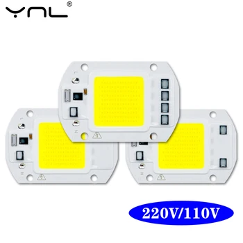 COB LED Lempos Chip AC 110V, 220V 10W 20W 30W 50W LED Lemputė Lempos Smart IC nereikia Vairuotojo, 