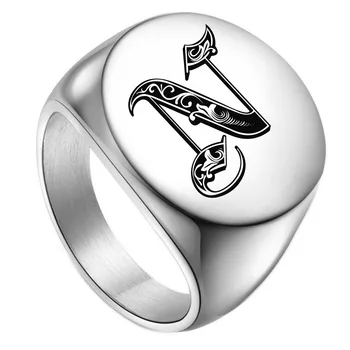 Custom 26 Raidės, Papuošalai, Žiedai Vyrams Iš Nerūdijančio Plieno Abėcėlės Raidė Pradinio Piršto Žiedą, Priedai Anel Mados Dizaino