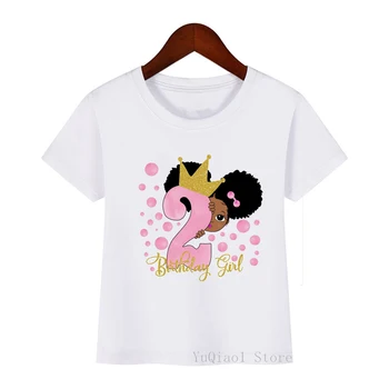Cute little black melanino princesė spausdinti mergina t-marškinėliai gimtadienis vaikams juokinga t shirts 1 2 3 4 5 6 7 8 metus pateikti užsakymą 