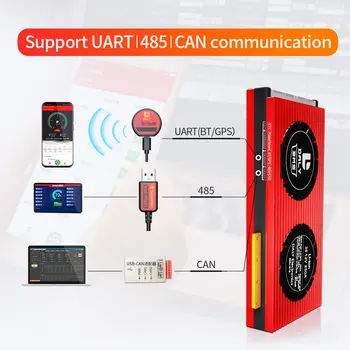 Daly Smart BMS 16S LiFepo4 48V Akumuliatoriaus 150A 200A 250A Bluetooth+485 į USB prietaisą +GALI+NTC +UART Elektrinių Automobilių E-Dviratis, Motoroleris
