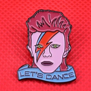 David Bowie emalio pin vintage 80's Let ' s dance spaudimą sagė ziggy stardust žaibo ženklelis muzikos menas papuošalai menininkas gif