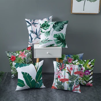 Dekoratyvinės pagalvėlės už sofos, žali lapai Užvalkalas Spausdinti už Sofos Poliesteris Aikštėje Namų Puošybai Coussin
