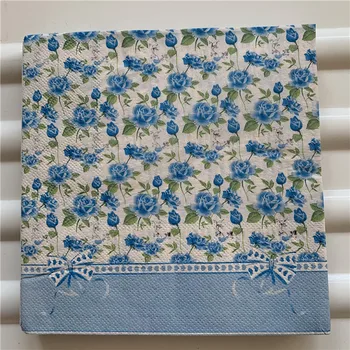 Dekupažas lentelė popierinės servetėlės elegantiškas audinio derliaus rankšluostį mėlyna purpl gėlių, rožių gimtadienis, vestuvės namo gražus dekoro 20