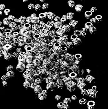 Didmeninė Mišrios Apie 180pcs Tibeto Sidabro Antikvariniai Prarasti Granulių Karoliukai, Metalinės Jungtys 