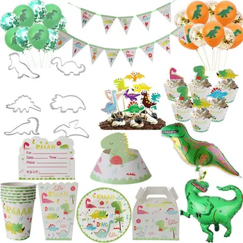 Dinozaurų Temą Tortas Toppers Dino Šalies Cupcake Įpakavimo Laimingas Gimtadienio Dekoracijos Vaikams Džiaugtis Tortas Vėliavos Baby Shower
