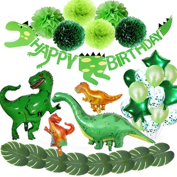 Dinozaurų Šalis Tiekia Dinozaurų Balionai Popieriaus Girliandą Vaikams Berniukas Gimtadienio Apdailos Juros periodo Pasaulio Džiunglės Šaliai Dekoro