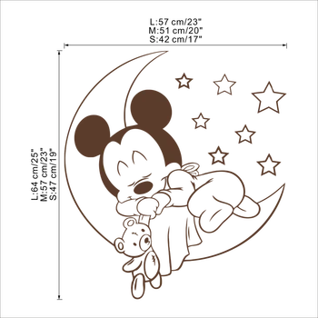 Disney Mickey Mouse Mėnulis, Žvaigždės, Vinilo Sienos Lipdukas Gerai Miega Vaikams, Kūdikio Kambarys, Vaikų Darželio Miegamasis Priedai Sienos Freskos 0306