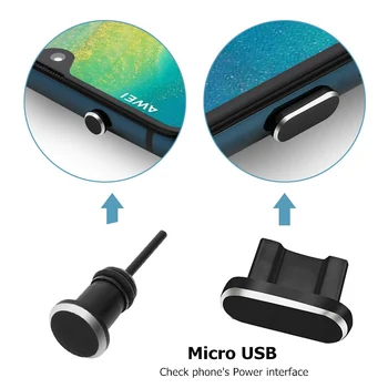 Dulkių Kištukas Mobilaus Telefono Aksesuarų Mini, Micro USB Įkrovimo lizdas Ausinių 1set Metalo Jack 