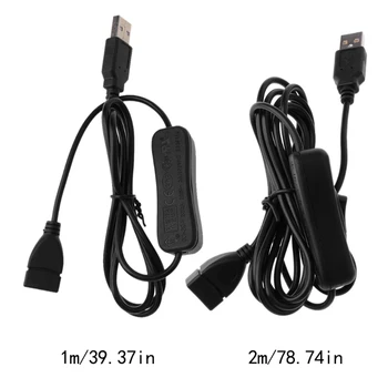 Duomenų Sinchronizavimo USB 2.0 Extender Laidas USB prailginimo Kabelis Su ON OFF Jungiklis PC USB Ventiliatorius LED Lempos, USB Kroviklis Aviečių Pi